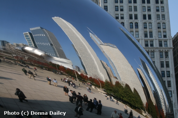 The Bean sculpture in Grant Park in Chicago, Illinois, USA.