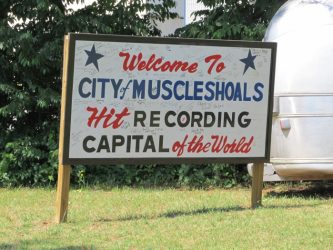 Welcome to Muscle Shoals sign, in Alabama