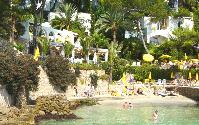 The beach at the Hotel Bon Sol Resort and Spa in Mallorca in Spain.