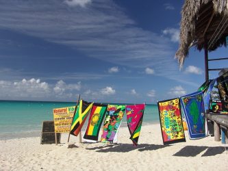 Souvenir shop on a beach in Jamaica