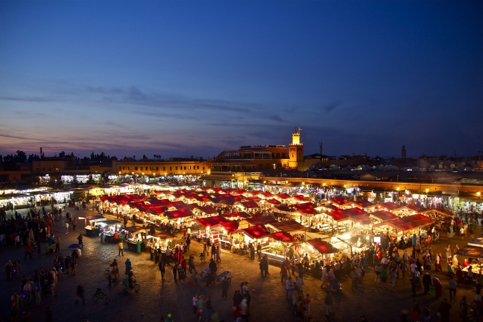 Marrakech in Morocco at night