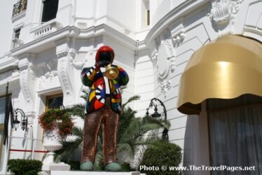 Statue outside the Hotel Negresco in Nice on the Cote d'Azur in France