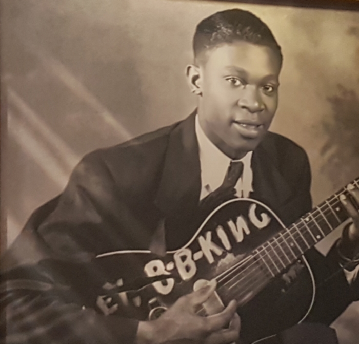 Early photo of BB King the musician, on display at the BB King Museum in Indianola, Mississippi