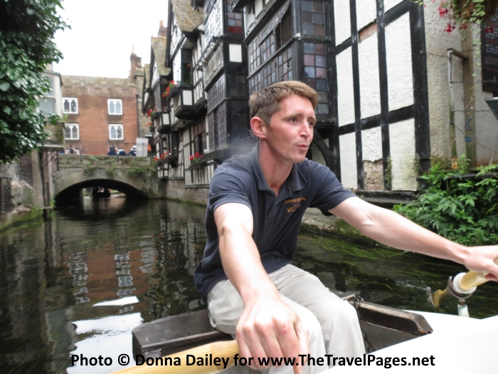 Our Guide, George, on a boat tour on the River Stour in Canterbury, Kent.