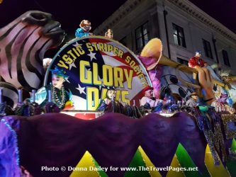 Float for the Mystic Striper Society in the Mardi Gras Parade in Mobile, Alabama