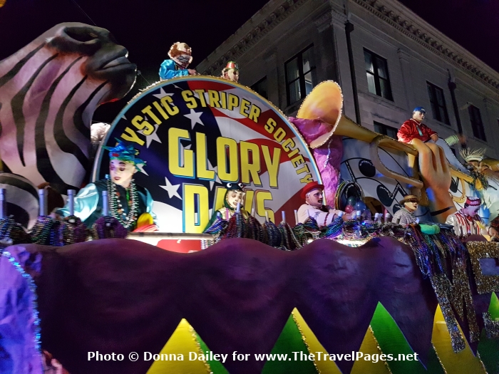 Float for the Mystic Striper Society in the Mardi Gras Parade in Mobile, Alabama