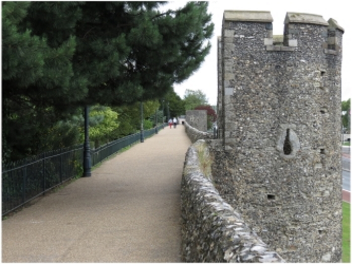 The city walls in Canterbury, Kent, England