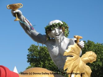 Statue of Bacchus at the Fete du Vin wine festival in Bordeaux in France