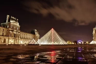 The Louvre in Paris at night