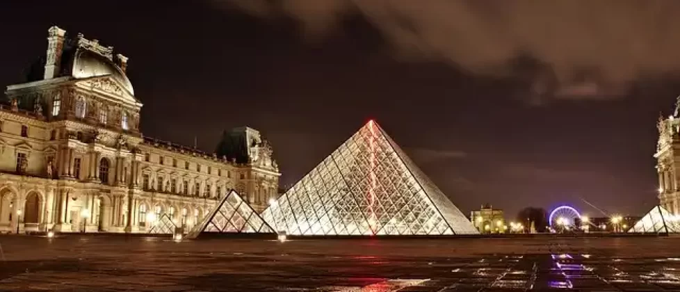 The Louvre in Paris at night