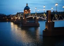 Bridge over the Garonne River in Toulouse at Night