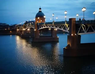 Bridge over the Garonne River in Toulouse at Night