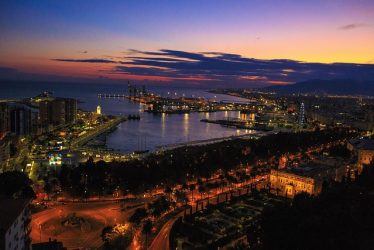 Malaga, Andalusia, Spain, at night