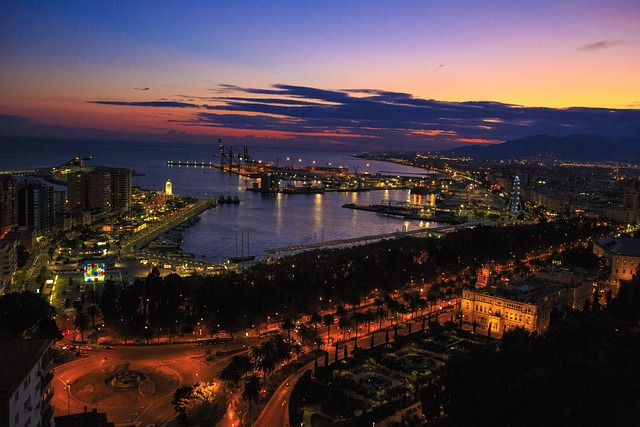 Malaga, Andalusia, Spain, at night