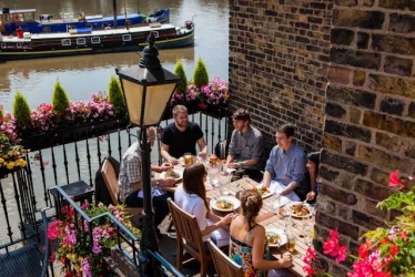 Riverside Drinking at the Dove Pub in Hammersmith in London