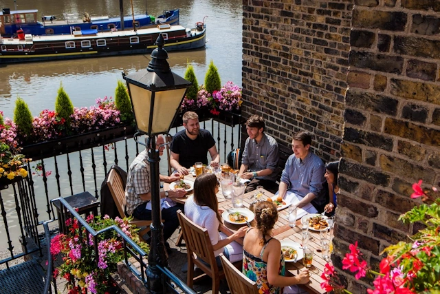 Riverside Drinking at the Dove Pub in Hammersmith in London